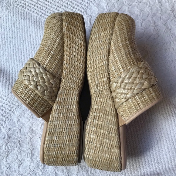 Circus by Sam Edelman Jacey clogs 9.5 raffia straw platform slip on neutral tan - Picture 10 of 13